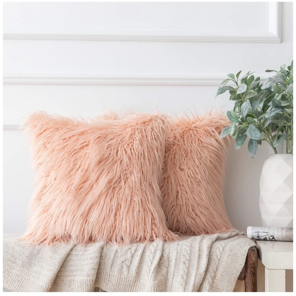 Set 2 Decorative Faux Fur Throw Pillow Case - Picture 14 of 16